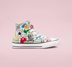 Kids' Converse Chuck Taylor All Star Easy-On Multicolored Animals High Tops Shoes White / Multicolor / Black | CV-827IST