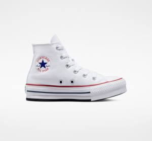 Kids' Converse Chuck Taylor All Star Lift Platform High Tops Shoes White / Dark Red / Navy | CV-104OEV