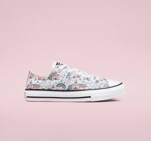 Kids' Converse Chuck Taylor All Star Rainbow Castles Low Tops Shoes White / Pink / Turquoise | CV-958EKR