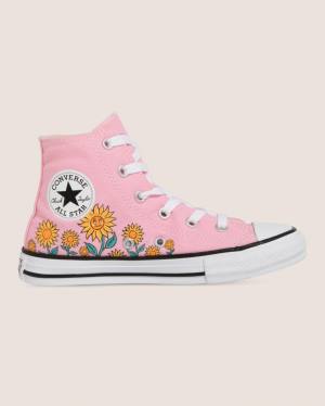 Kids' Converse Chuck Taylor All Star Sunflower Print High Tops Shoes Pink | CV-249JKX