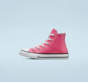 Kids' Converse Chuck Taylor All Star Winter Glitter High Tops Shoes Pink / Black / White | CV-083HXQ