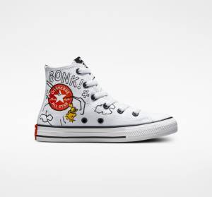 Kids' Converse Peanuts Chuck Taylor All Star High Tops Shoes White / Black / Red | CV-591HMT