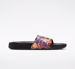 Men's Converse All Star Slide Tropical Florals Sandals Black / Deep Yellow / Pink | CV-340DFP