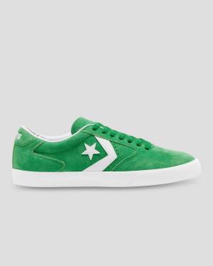 Men's Converse Checkpoint Pro Pigskin Suede Low Tops Shoes Green | CV-389JAF