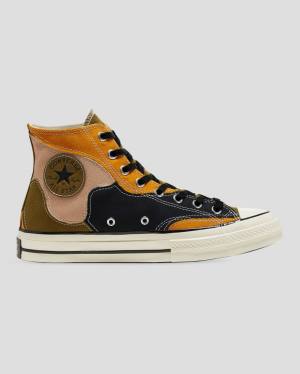 Men's Converse Chuck 70 Archive Camo Overlay High Tops Shoes Olive Orange | CV-109GOK