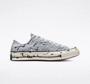 Men's Converse Chuck 70 Archive Paint Splatter Low Tops Shoes Grey / Black / White | CV-270ZJQ