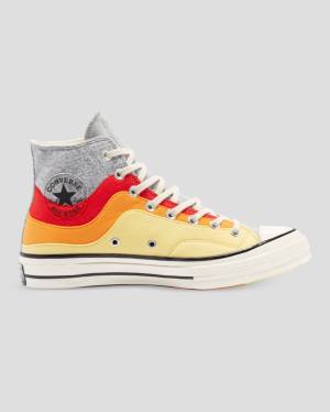 Men's Converse Chuck 70 Nor'Easter Felted Layered High Tops Shoes Grey Red Yellow | CV-615TUY