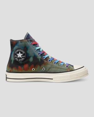 Men's Converse Chuck 70 Plaid Tie Dye High Tops Shoes Black | CV-149OXB