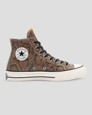 Men's Converse Chuck 70 Reptile Suede High Tops Shoes Brown | CV-165WNL