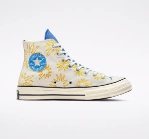 Men's Converse Chuck 70 Sunny Floral High Tops Shoes Blue | CV-591RKZ