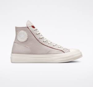 Men's Converse Chuck 70 Tearaway High Tops Shoes Light Silver / Pink | CV-726UZL