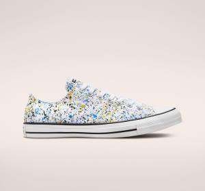 Men's Converse Chuck Taylor All Star Archive Paint Splatter Low Tops Shoes White / Blue | CV-048QJV