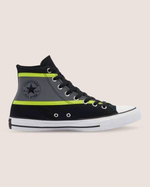 Men's Converse Chuck Taylor All Star Hi-Vis High Tops Shoes Black Grey | CV-607KAW