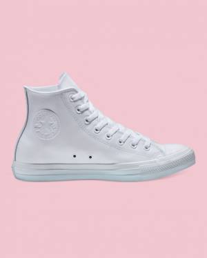 Men's Converse Chuck Taylor All Star Leather High Tops Shoes White | CV-310MTK