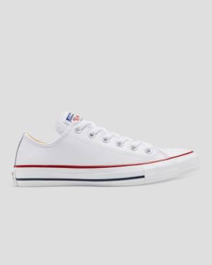 Men's Converse Chuck Taylor All Star Leather Low Tops Shoes White | CV-325FLN