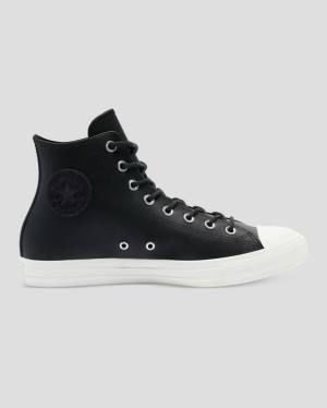 Men's Converse Chuck Taylor All Star Seasonal Leather High Tops Shoes Black | CV-746HCG