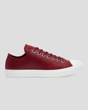 Men's Converse Chuck Taylor All Star Seasonal Leather Low Tops Shoes Burgundy | CV-987YXS