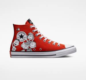 Men's Converse Peanuts Chuck Taylor All Star High Tops Shoes Red / Black / White | CV-678BFQ