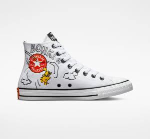 Men's Converse Peanuts Chuck Taylor All Star High Tops Shoes White / Black / Red | CV-961QKW