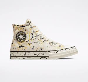 Women's Converse Chuck 70 Archive Paint Splatter High Tops Shoes Black | CV-930PKB