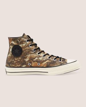 Women's Converse Chuck 70 Realtree Edge Camo Print Utility High Tops Shoes Brown | CV-401JYX