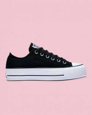 Women's Converse Chuck Taylor All Star Canvas Lift Low Tops Shoes Black | CV-814QKL