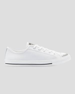 Women's Converse Chuck Taylor All Star Dainty Mono Metallic Low Tops Shoes White | CV-578TJW