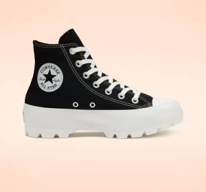 Women's Converse Chuck Taylor All Star Lugged High Tops Shoes Black / White | CV-217ZFG