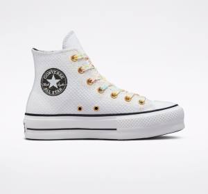 Women's Converse Chuck Taylor All Star Lift Platform Splatter High Tops Shoes White / White | CV-648YWZ