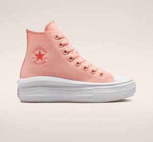 Women's Converse Chuck Taylor All Star Move Platform Canvas High Tops Shoes Pink / White / Pink | CV-420LID