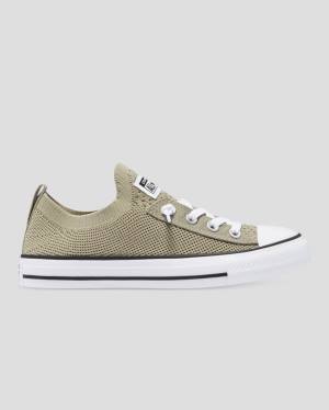 Women's Converse Chuck Taylor All Star Shoreline Knit Slip Low Tops Shoes Green | CV-819ABH