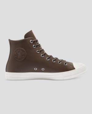 Women's Converse Chuck Taylor All Star Seasonal Leather High Tops Shoes Brown | CV-871ZJY