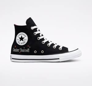 Women's Converse Chuck Taylor All Star You Are On The Right Path High Tops Shoes Black / White | CV-719UHF