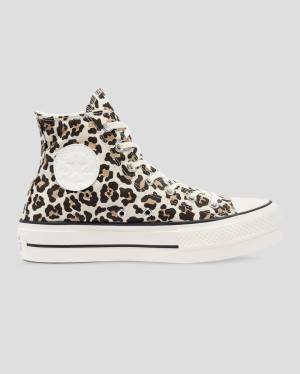 Women's Converse Chuck Taylor Lift Leopard Print Platform High Tops Shoes Leopard | CV-432GXV