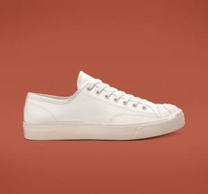 Women's Converse Jack Purcell Leather Low Tops Shoes White / White / White | CV-813NUD