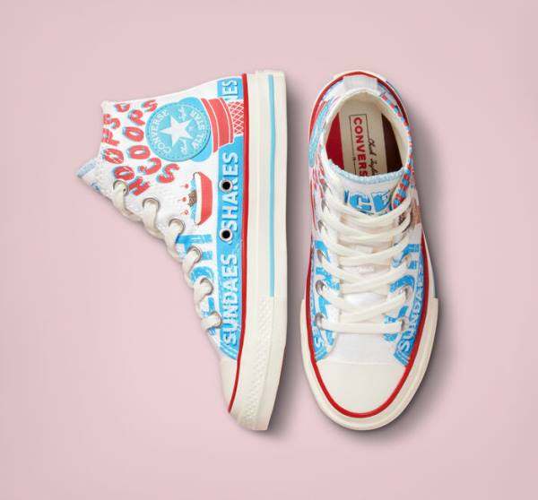 Kids' Converse Chuck 70 Sweet Scoops High Tops Shoes White / Blue / Red | CV-498HVP