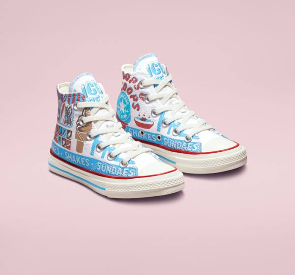 Kids' Converse Chuck 70 Sweet Scoops High Tops Shoes White / Blue / Red | CV-498HVP