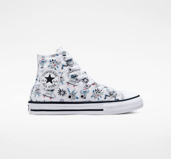 Kids\' Converse Chuck Taylor All Star Creatures High Tops Shoes White / Grey / Blue | CV-123UFE