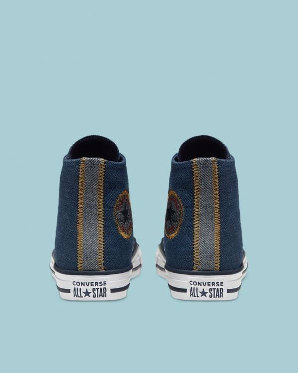 Kids' Converse Chuck Taylor All Star Denim Reverse Twill High Tops Shoes Blue | CV-247SDI