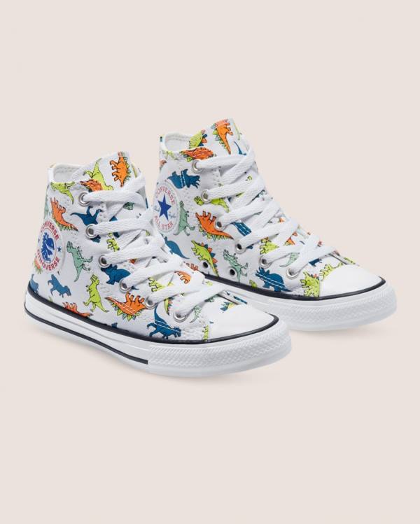 Kids' Converse Chuck Taylor All Star Dinoverse High Tops Shoes White | CV-108BMV