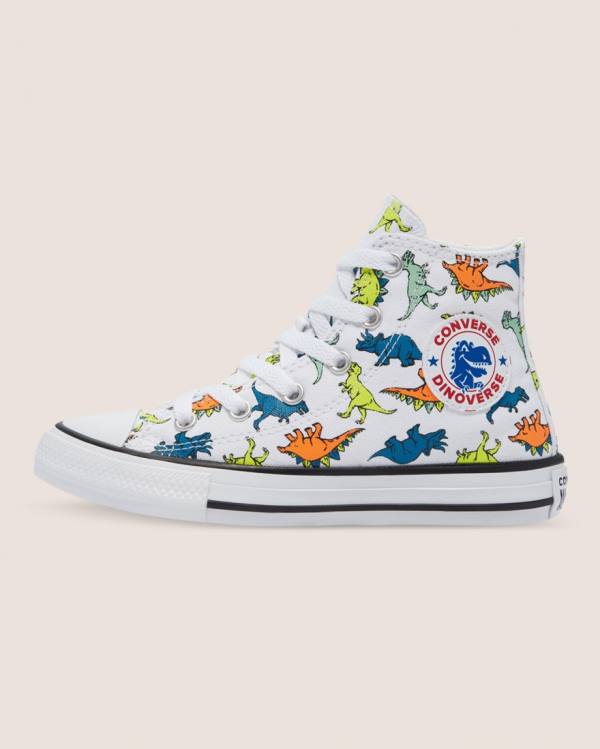 Kids' Converse Chuck Taylor All Star Dinoverse High Tops Shoes White | CV-108BMV