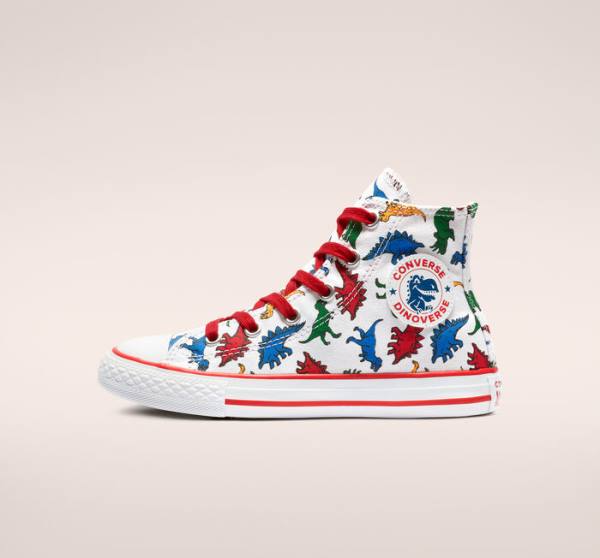 Kids' Converse Chuck Taylor All Star Dinoverse High Tops Shoes White / Red / Blue | CV-306UNJ