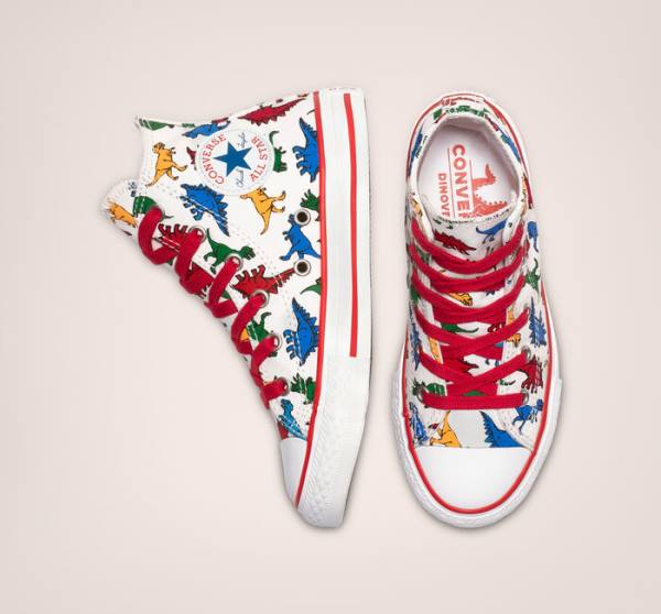 Kids' Converse Chuck Taylor All Star Dinoverse High Tops Shoes White / Red / Blue | CV-306UNJ