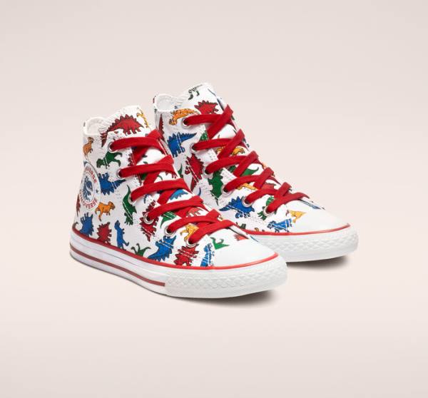 Kids' Converse Chuck Taylor All Star Dinoverse High Tops Shoes White / Red / Blue | CV-306UNJ