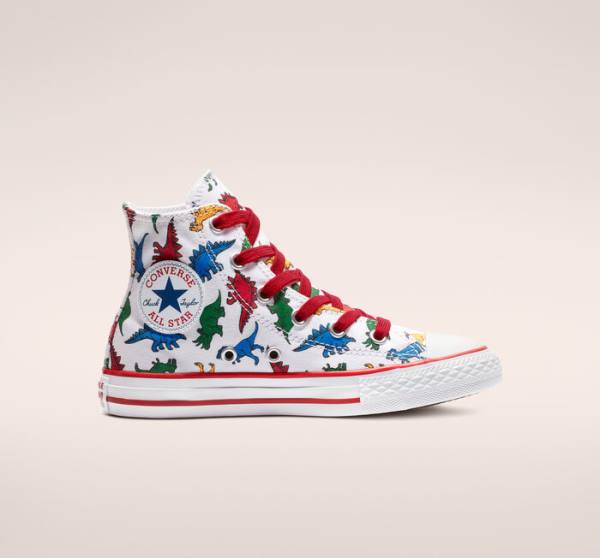 Kids\' Converse Chuck Taylor All Star Dinoverse High Tops Shoes White / Red / Blue | CV-306UNJ