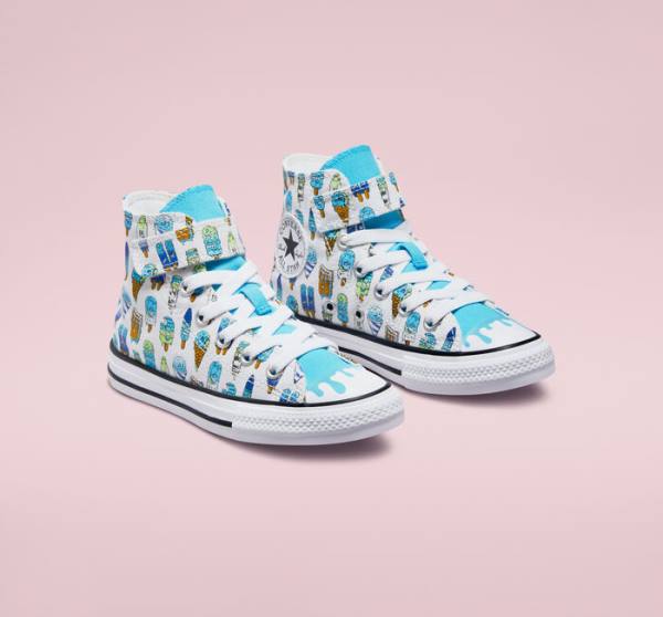 Kids' Converse Chuck Taylor All Star Easy-On Frozen Treats High Tops Shoes White / Blue / Light Green | CV-027XDJ