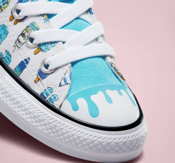 Kids' Converse Chuck Taylor All Star Easy-On Frozen Treats High Tops Shoes White / Blue / Light Green | CV-027XDJ