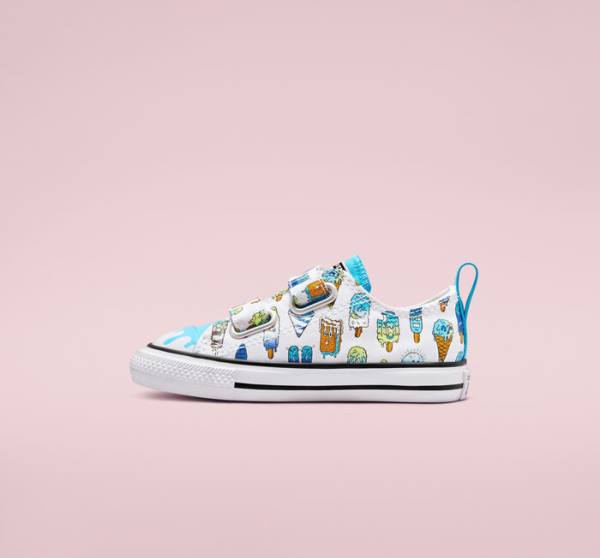 Kids' Converse Chuck Taylor All Star Easy-On Frozen Treats Low Tops Shoes White / Blue / Light Green | CV-086AVP