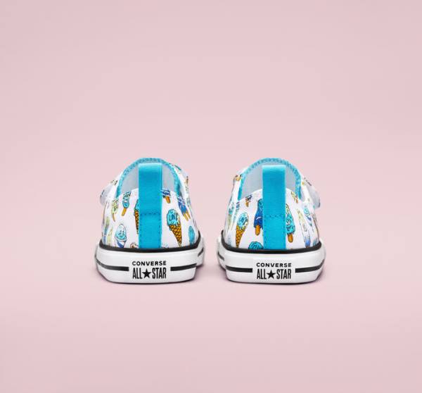 Kids' Converse Chuck Taylor All Star Easy-On Frozen Treats Low Tops Shoes White / Blue / Light Green | CV-086AVP