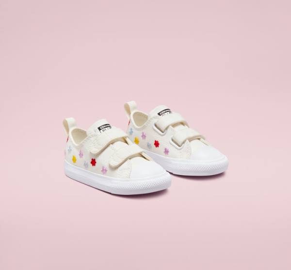 Kids' Converse Chuck Taylor All Star Easy-On Floral Embroidery Low Tops Shoes White / White | CV-960ZSK